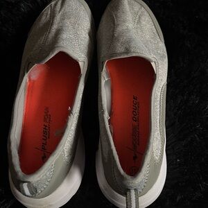 Gray Slip-On Shoes with Orange Insole